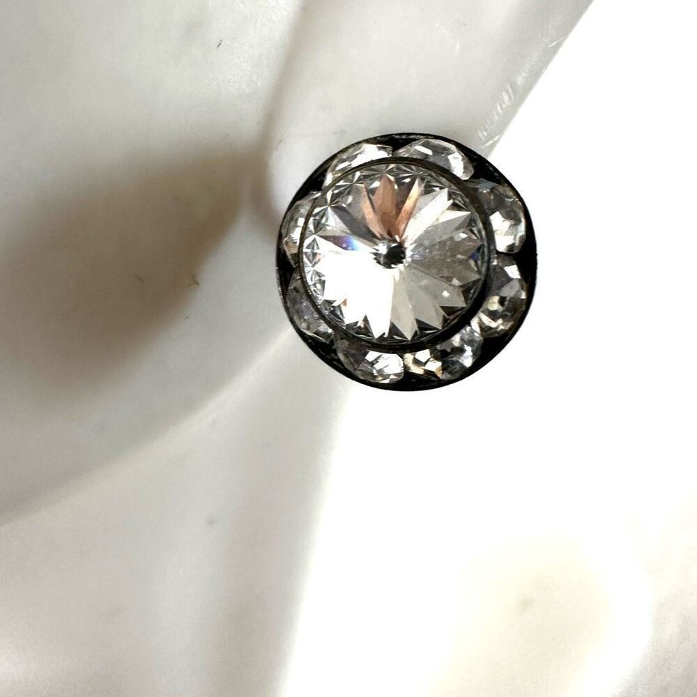 Silver tone rhinestone post earrings